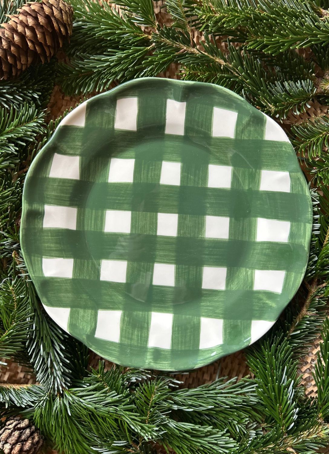 LARGE GREEN VICHY PLATE