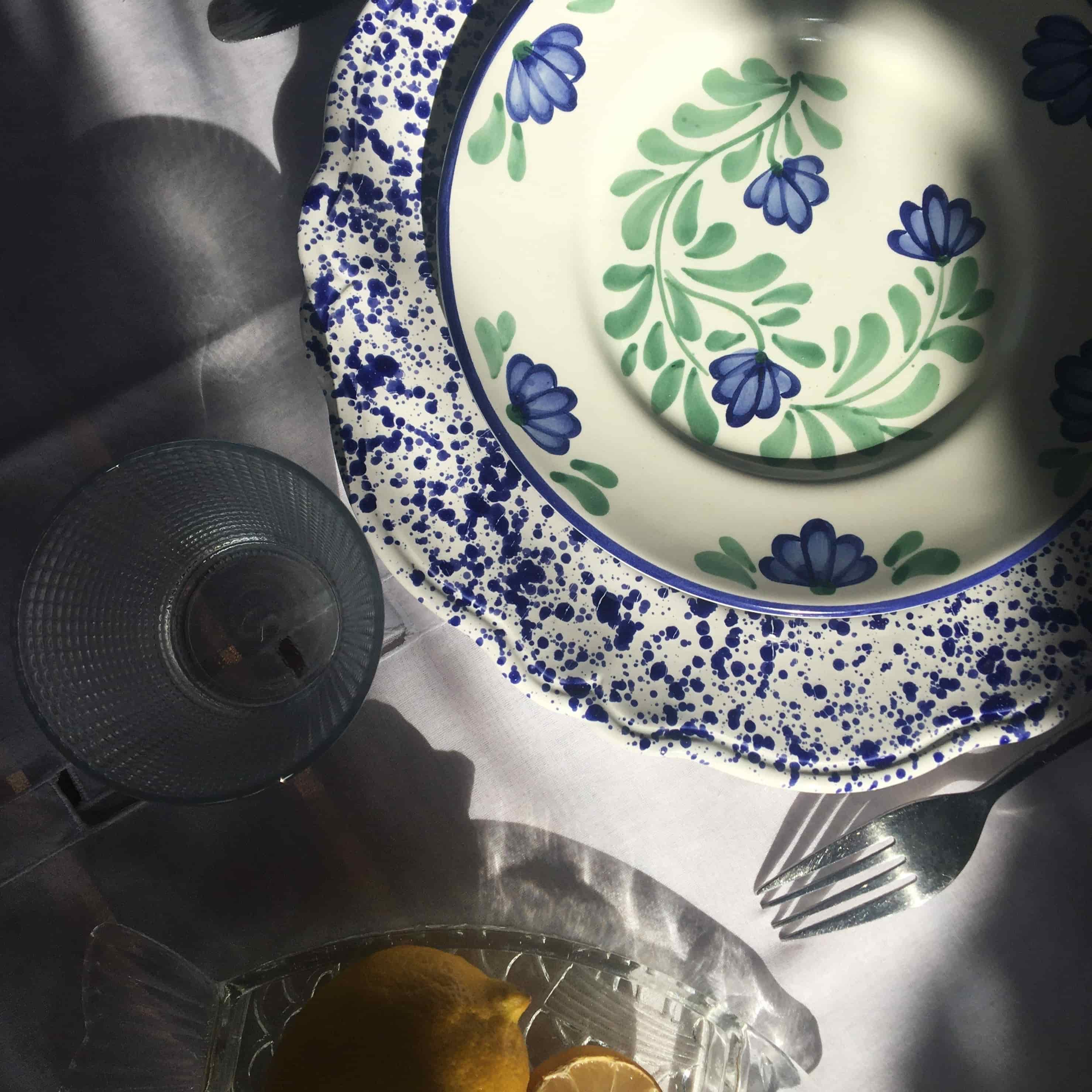 ASSIETTE VINTAGE SCHIZZI BLEUE