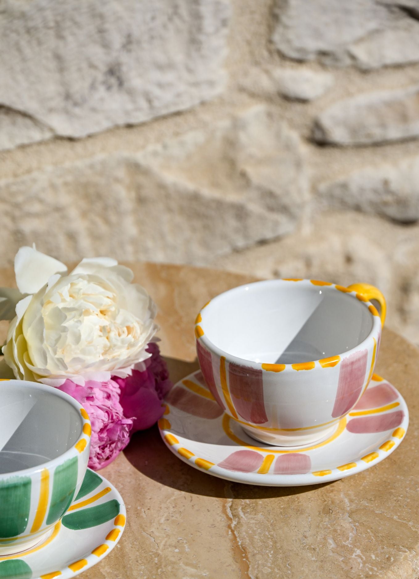 GRANDE TASSE RAYURES ROSES