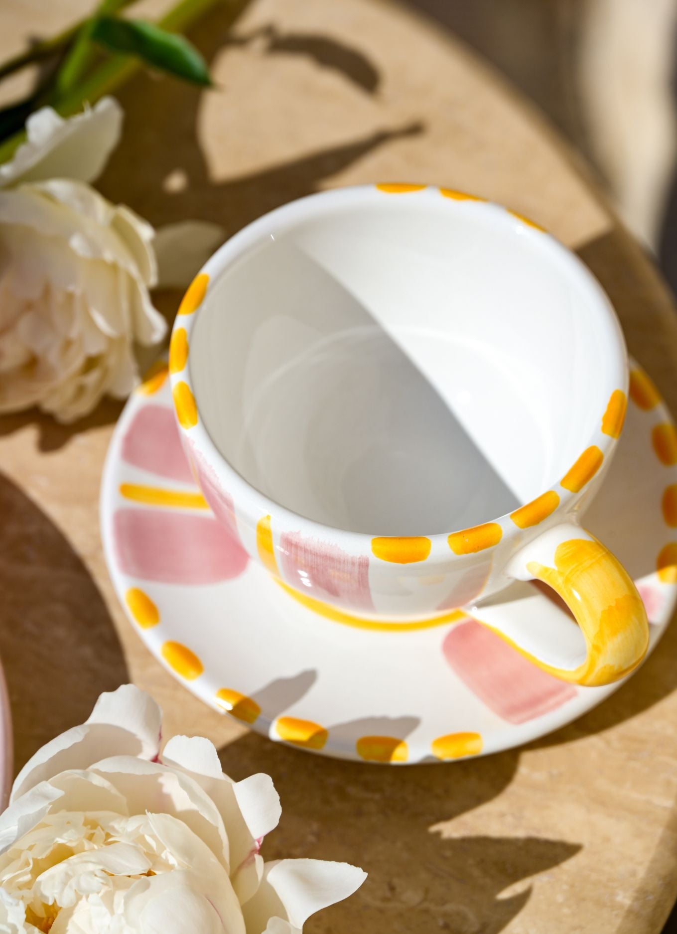 GRANDE TASSE RAYURES ROSES