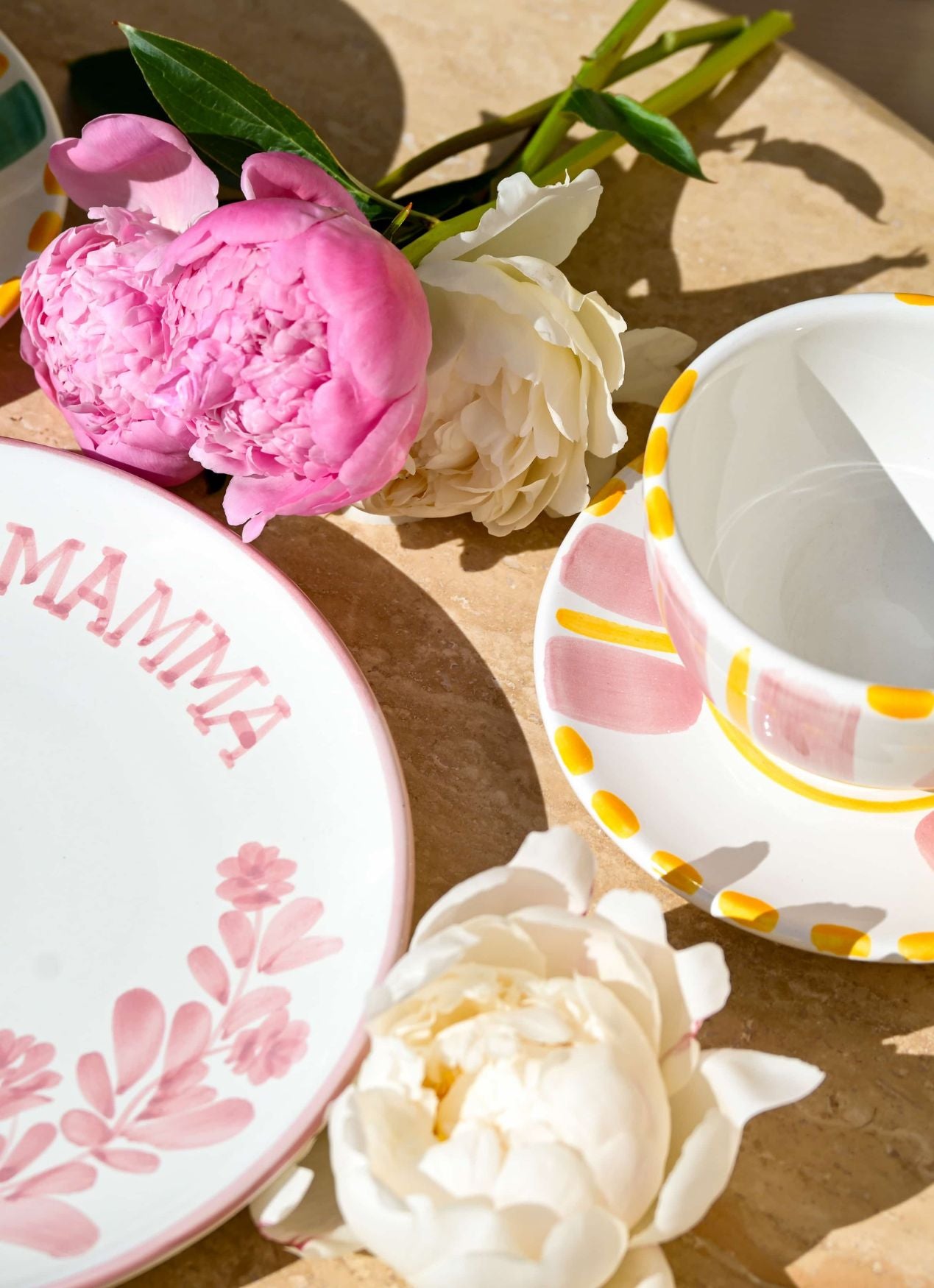 ENSEMBLE ASSIETTE MAMMA + TASSE ROSE