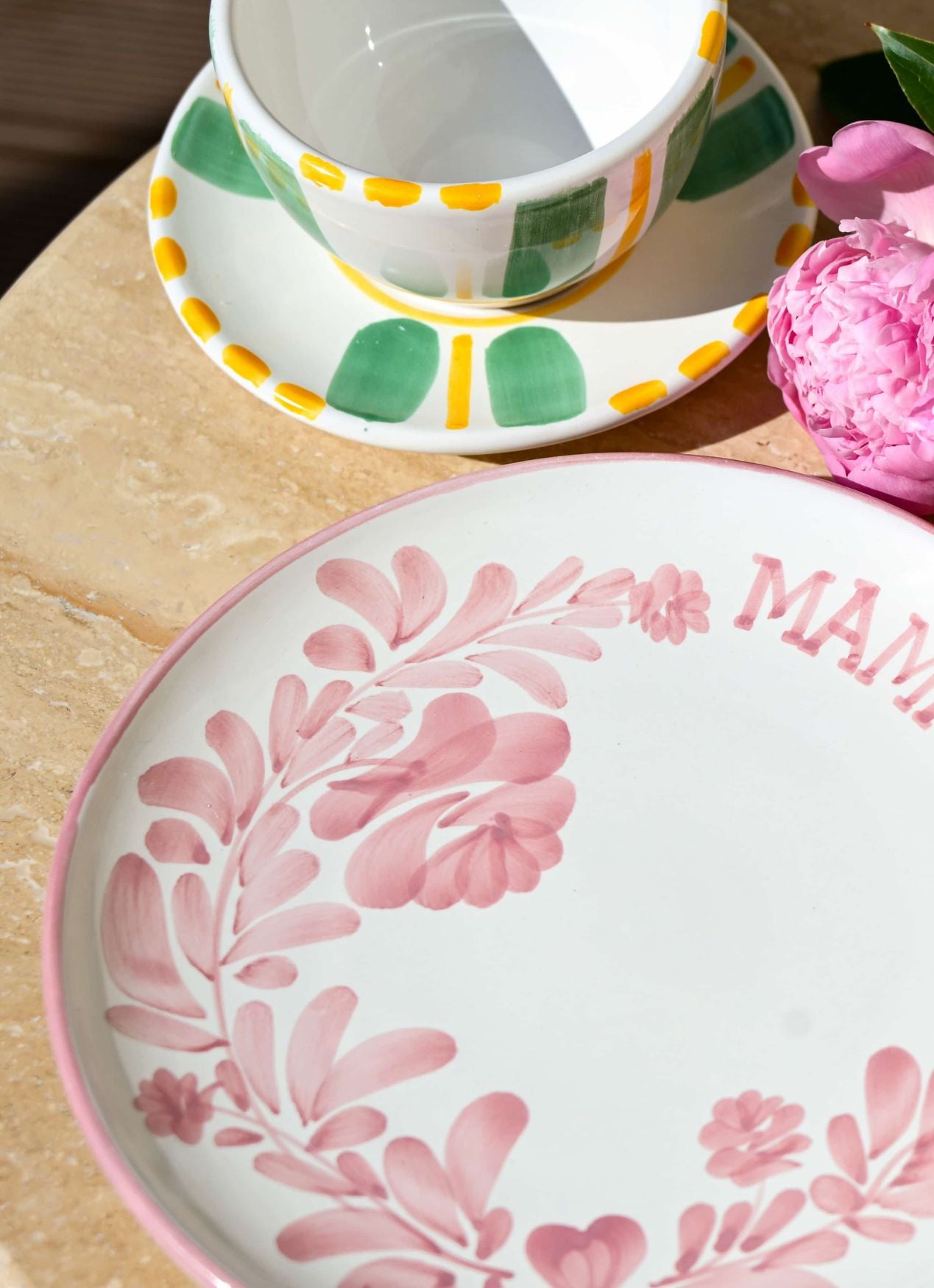 ENSEMBLE ASSIETTE MAMMA + TASSE VERTE