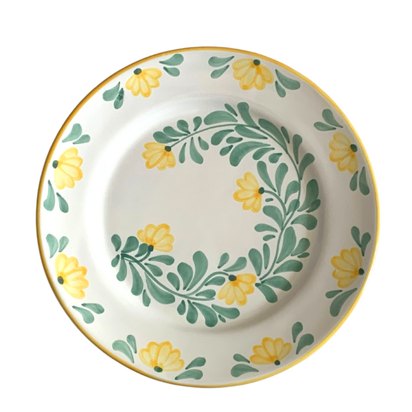 Grande assiette à fleurs jaunes et vertes - Chiara Molleni