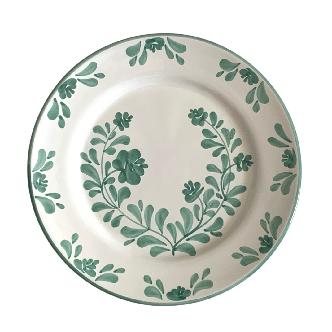 Grande assiette à fleurs vertes - Sophia Molleni