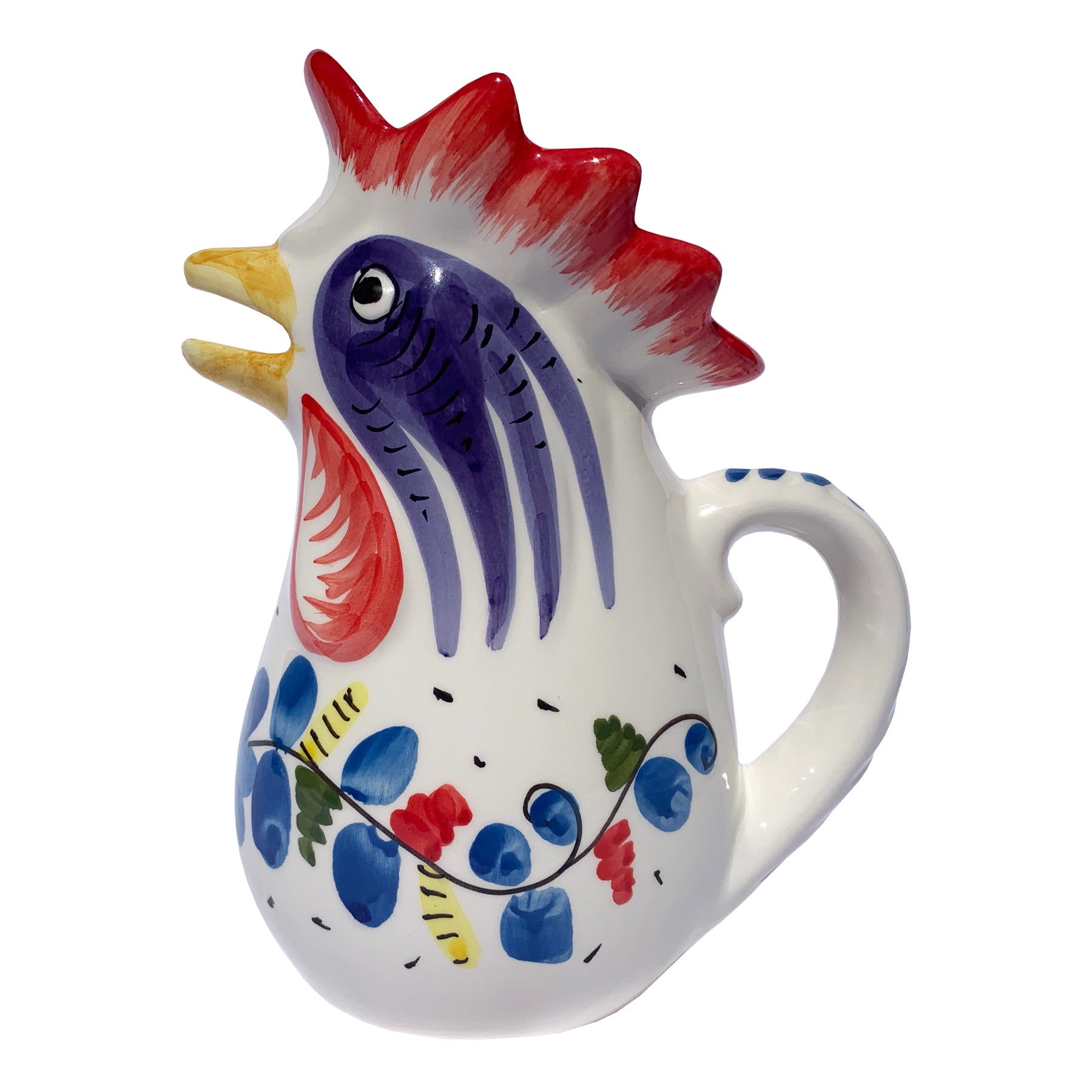 Pichet italien coq bleu en céramique par Molleni