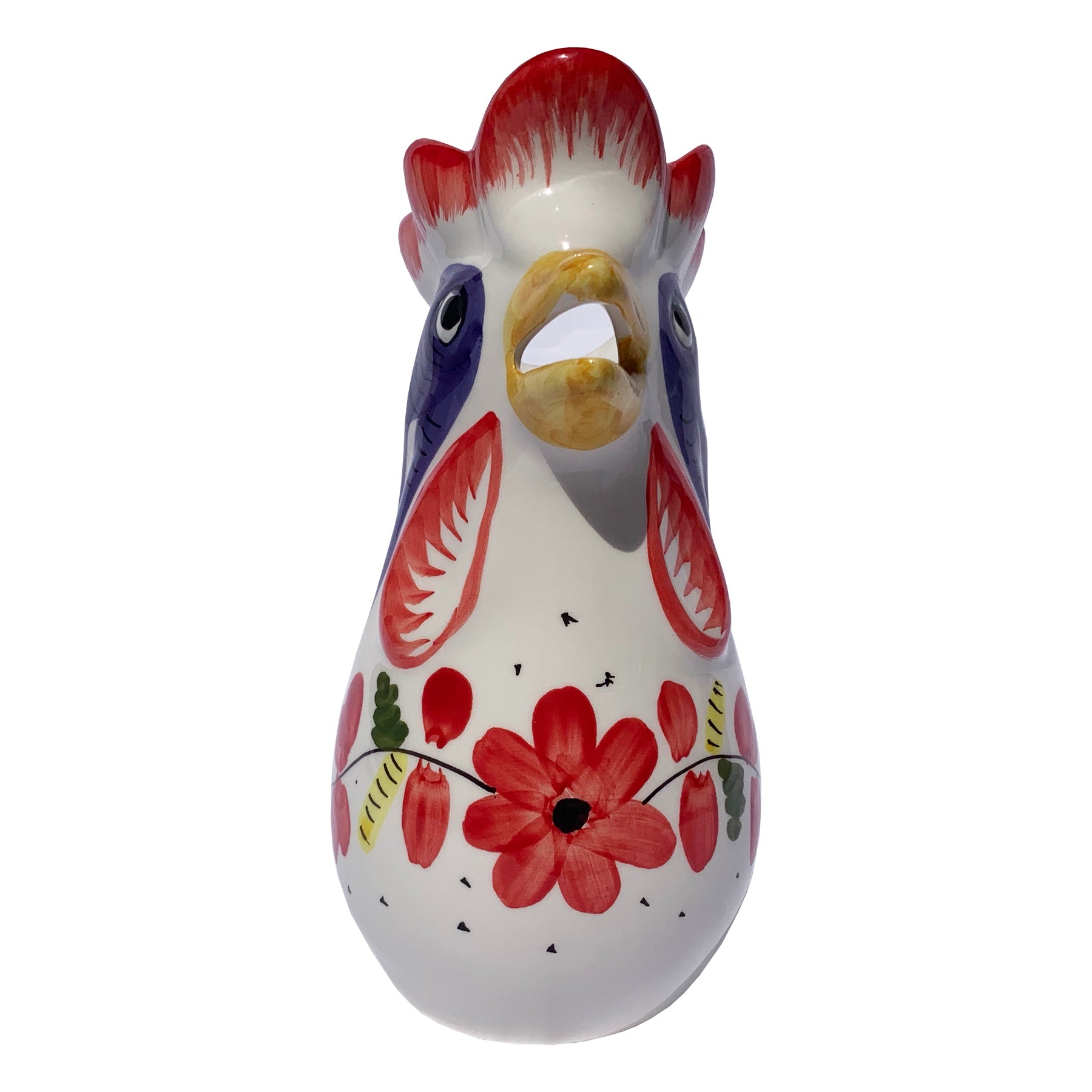 pichet italien en forme de coq rouge par Molleni - ceramique d Italie
