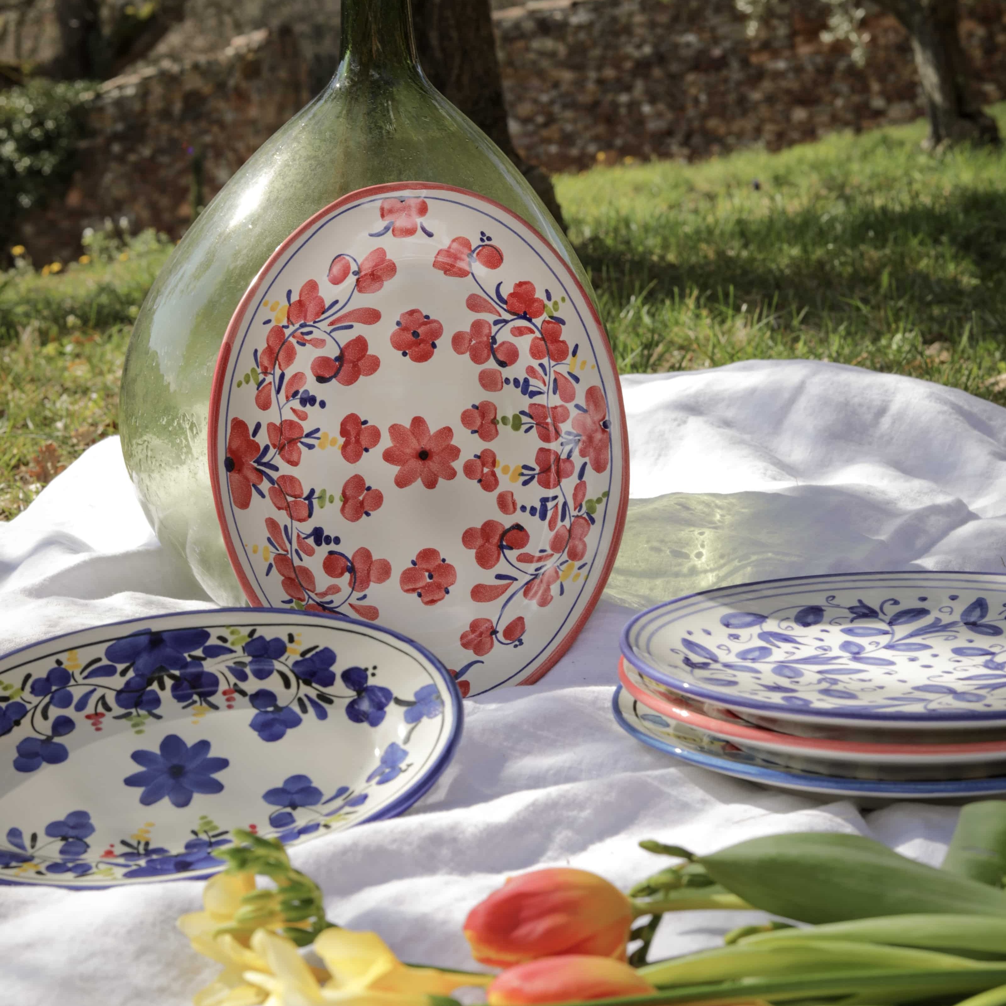 Plats de service ovales colorés en céramique d'Italie