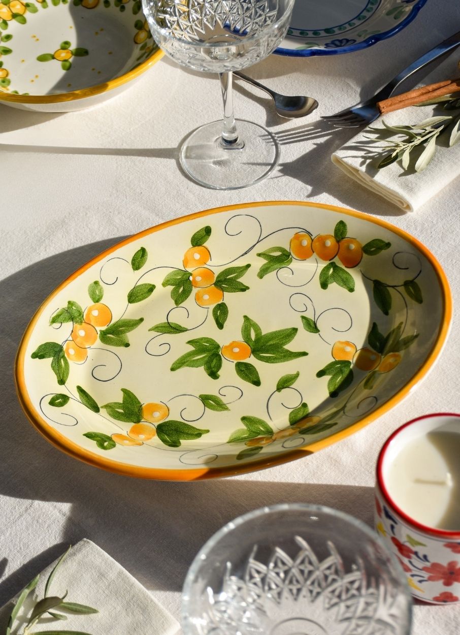 LINE GLASS OVAL PLATE2枚セット Italian oval plates - Genova