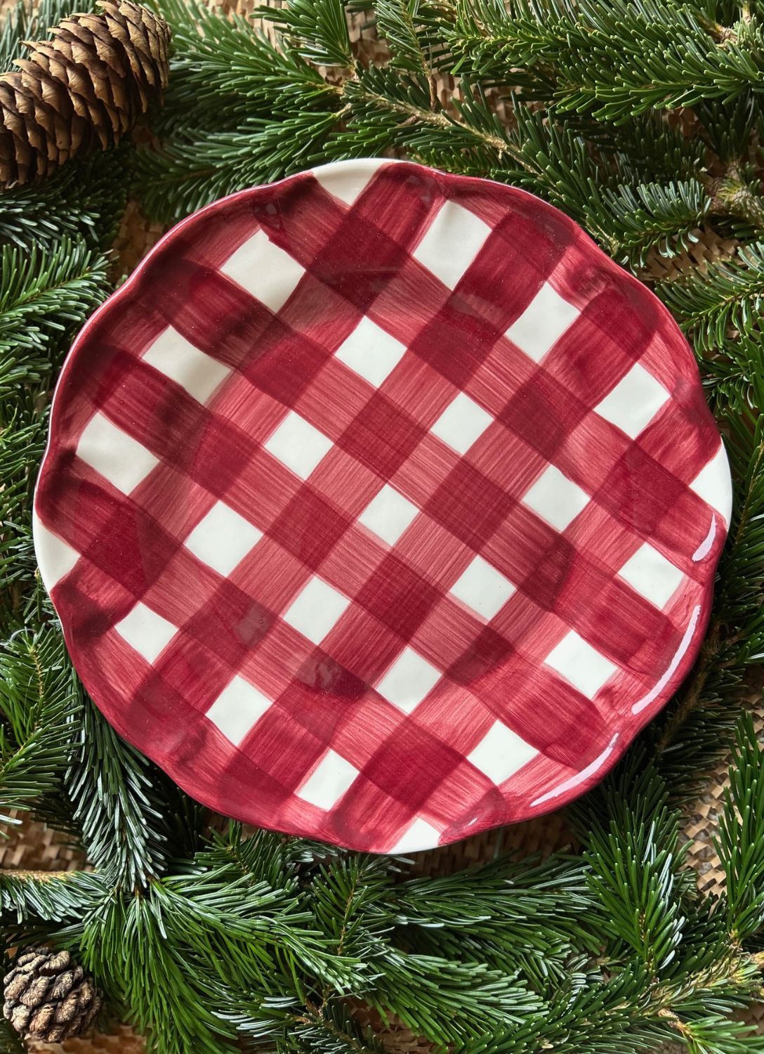 GRANDE ASSIETTE VICHY ROUGE