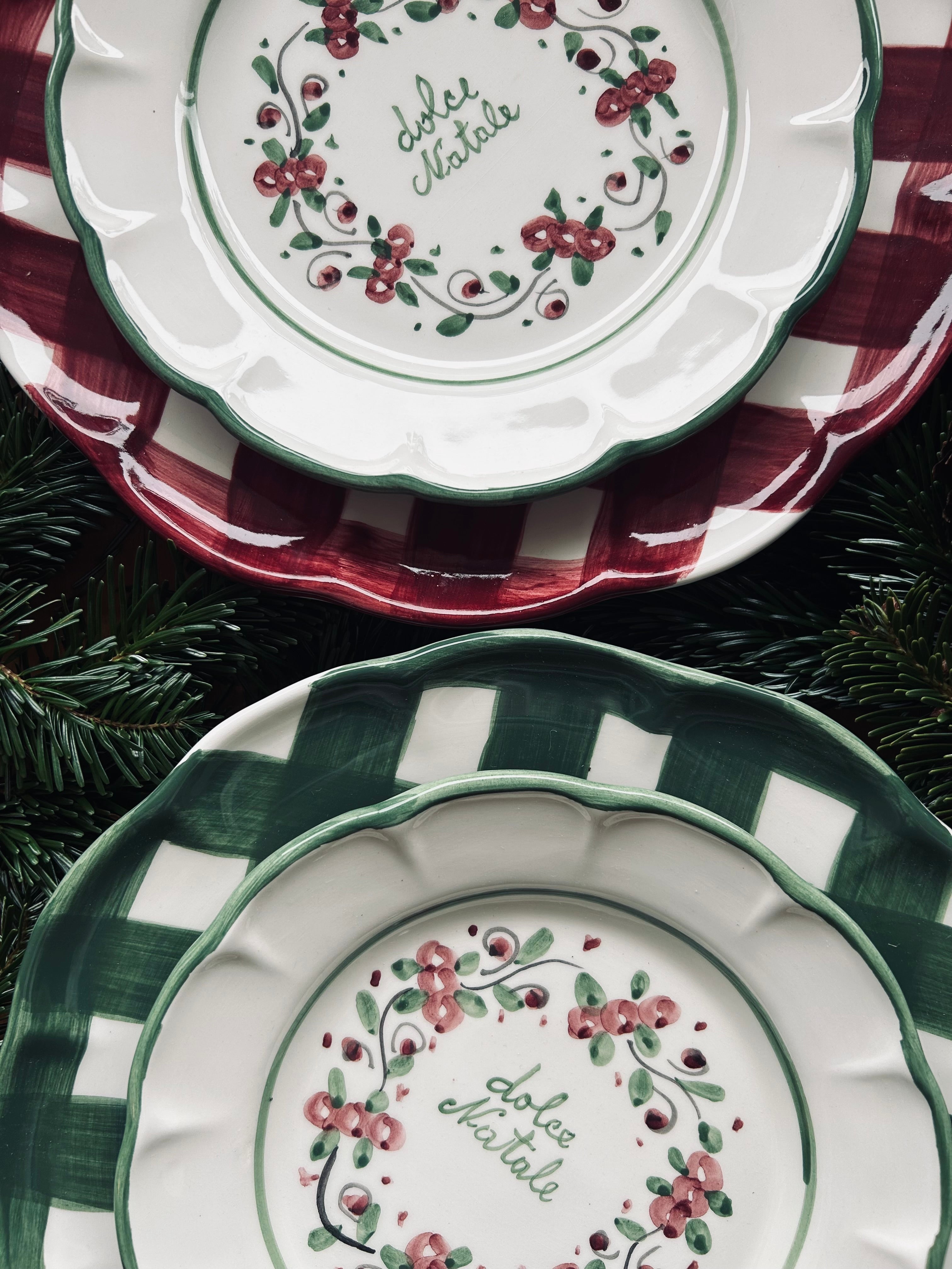 SERVICE VERT & ROUGE POUR 4 OU 6 CONVIVES