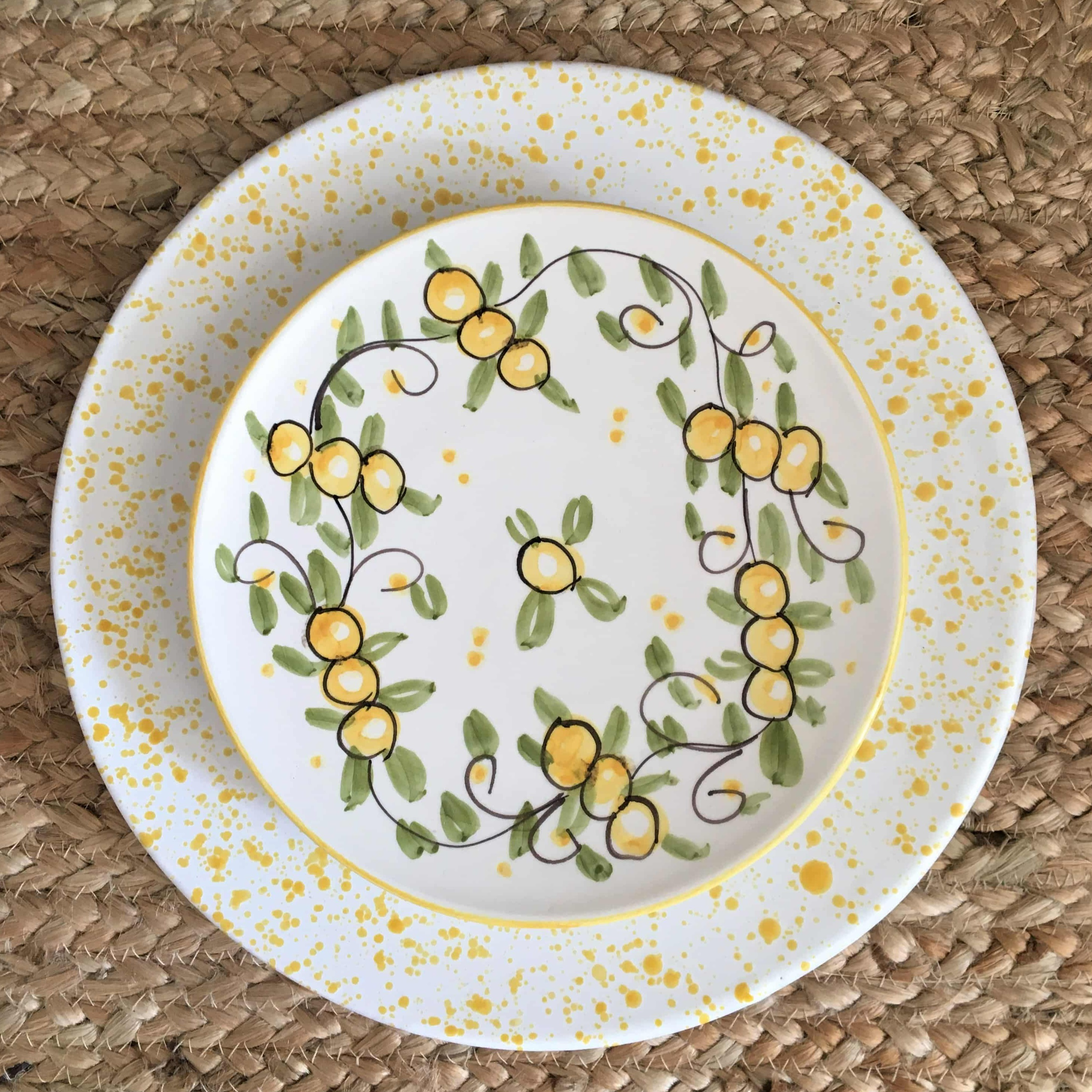 Set of yellow Schizzi dish &amp; Limone antipasto plate 