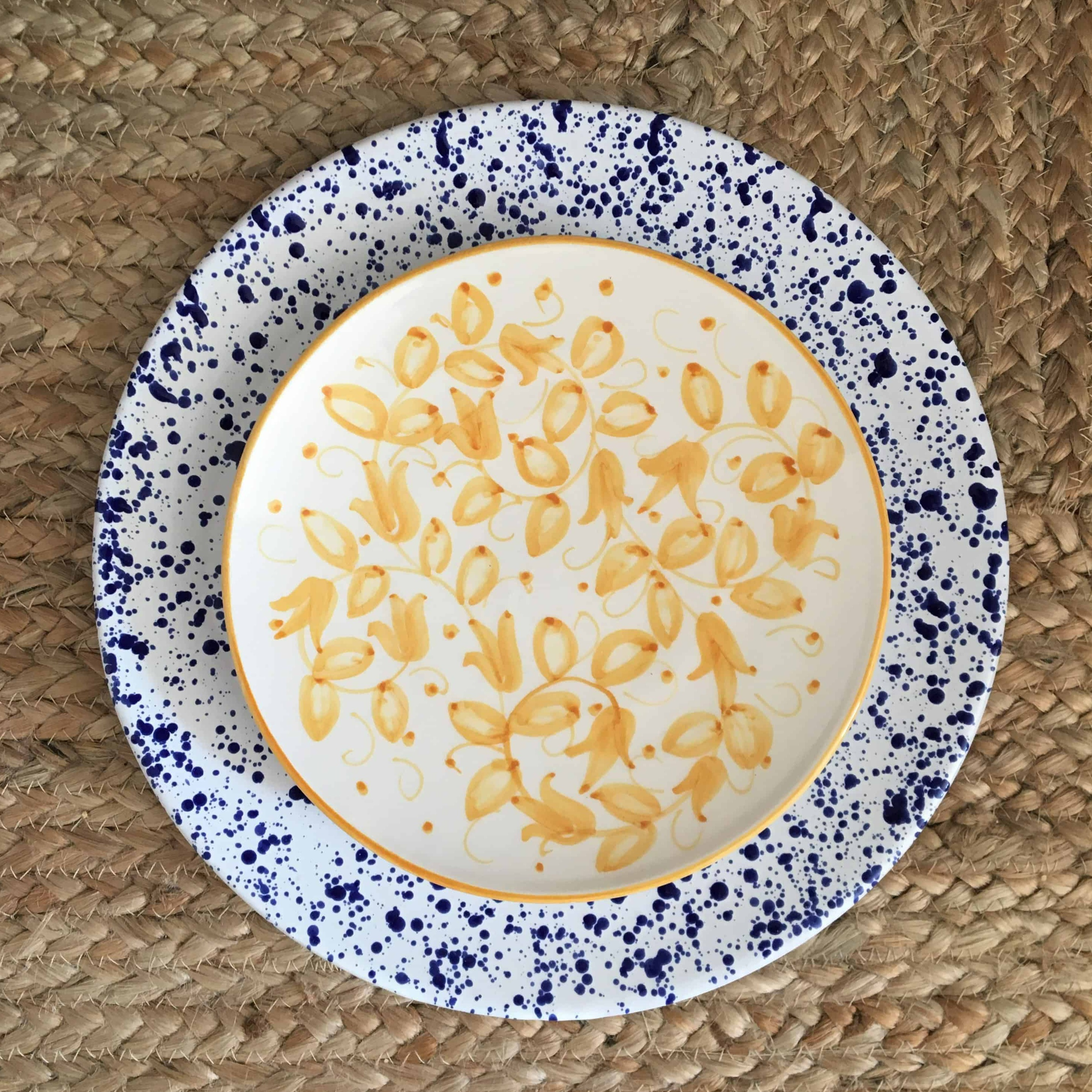 Set of blue Schizzi dish &amp; Siena antipasto plate 
