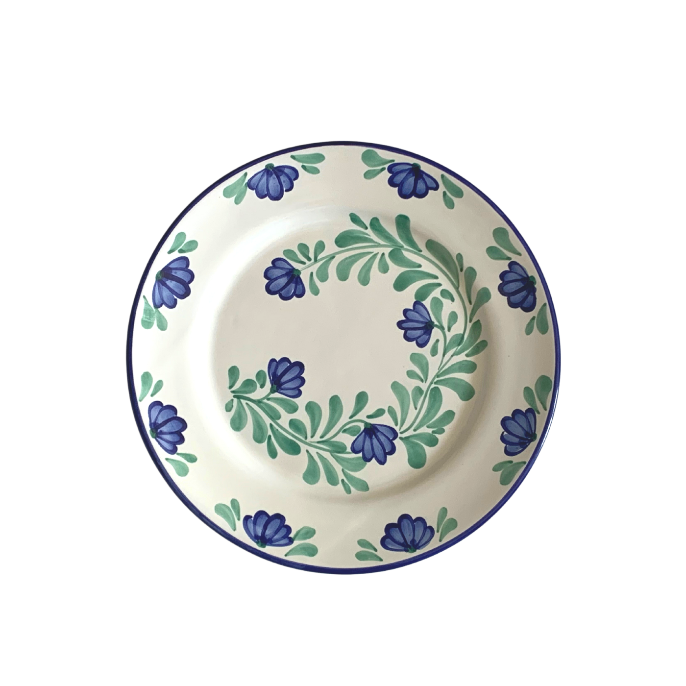 Grande assiette à fleurs bleues et vertes - Luisa Molleni