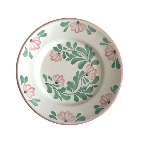 Petite assiette à fleurs roses et vertes - Gina Molleni