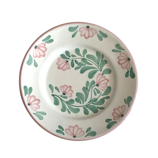 Petite assiette à fleurs roses et vertes - Gina Molleni