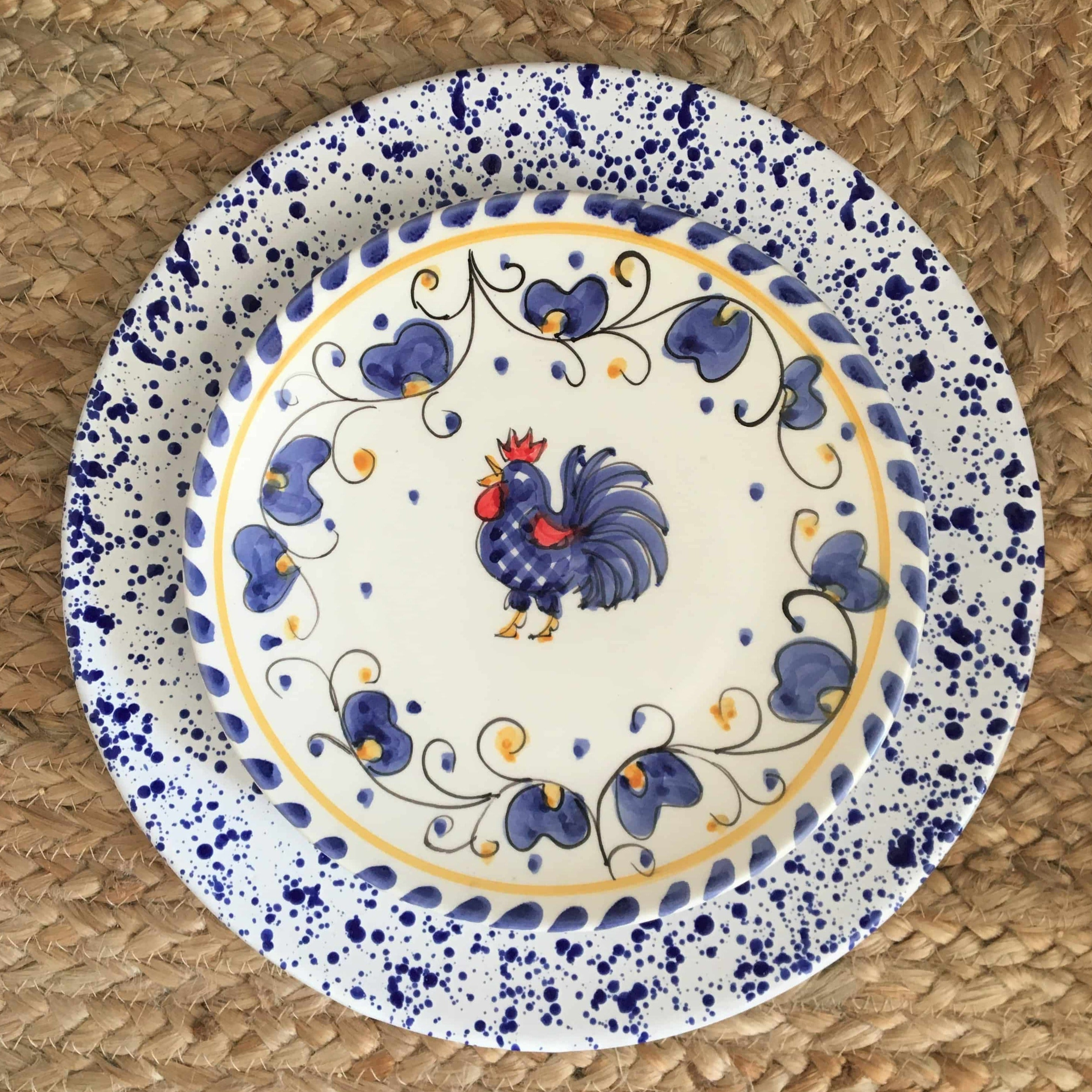 Set of blue Schizzi dish &amp; Trieste antipasto plate 