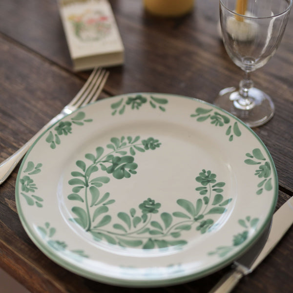 Assiette à fleurs vertes en céramique italienne - vintage -Molleni