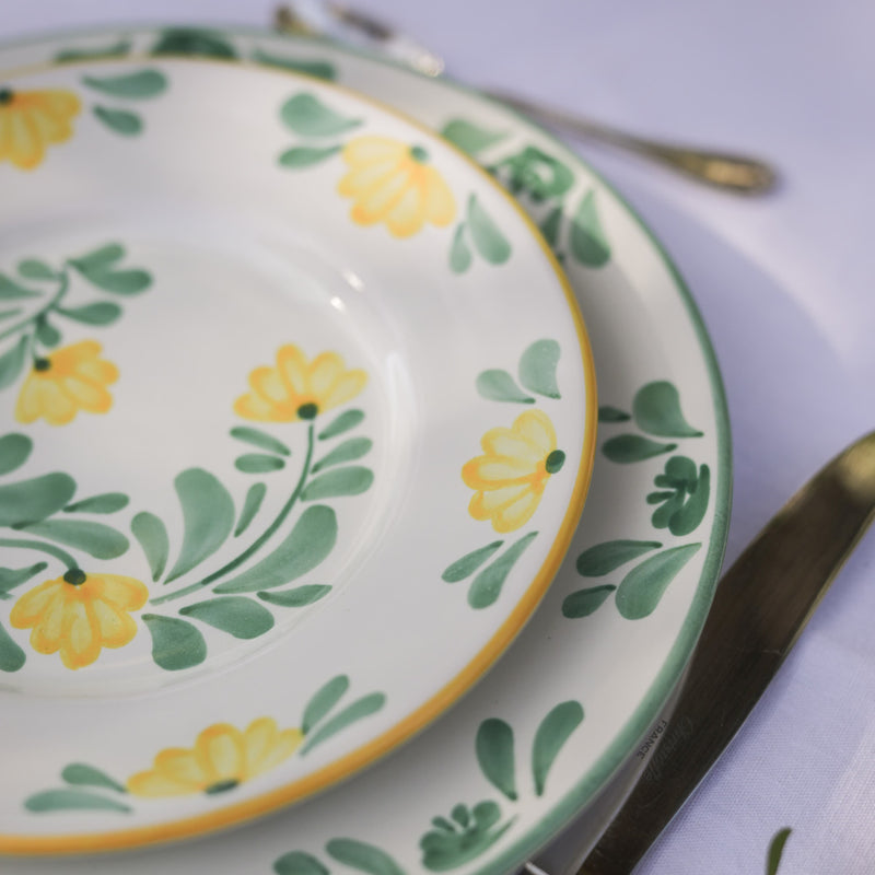 Assiettes colorées à fleurs, vintage en céramique italienne - Molleni